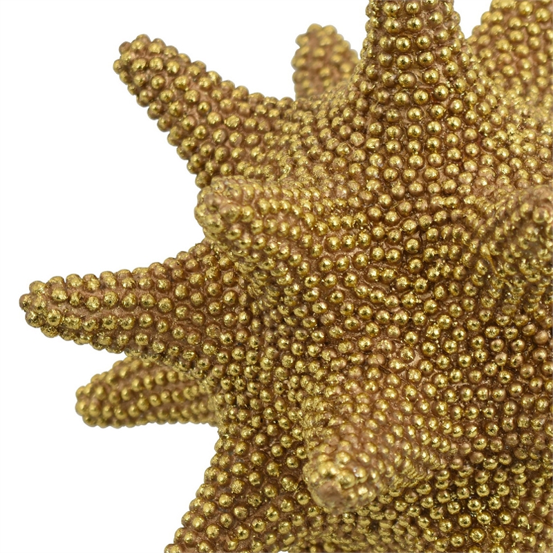 Noah Decorative Orb Sculpture with Spiked Details- Gold Resin 8 Inch