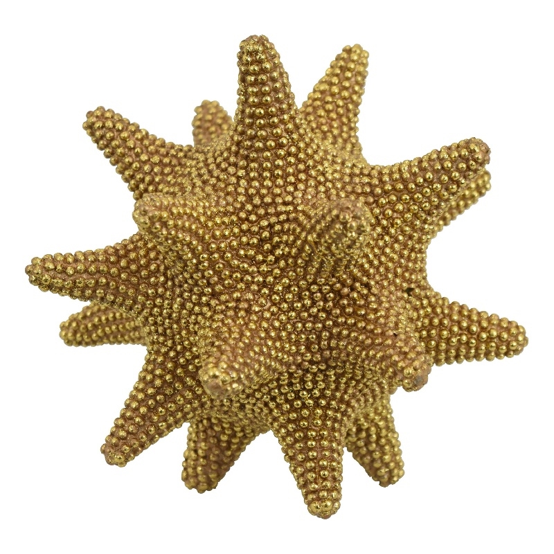 Noah Decorative Orb Sculpture with Spiked Details- Gold Resin 8 Inch