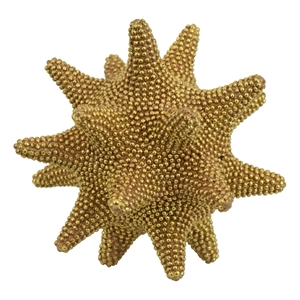 Noah Decorative Orb Sculpture with Spiked Details- Gold Resin 8 Inch