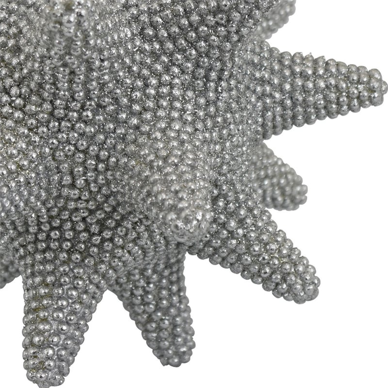 Noah Decorative Orb Sculpture with Spiked Details- Silver Resin 8 Inch
