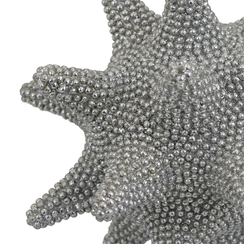 Noah Decorative Orb Sculpture with Spiked Details- Silver Resin 8 Inch