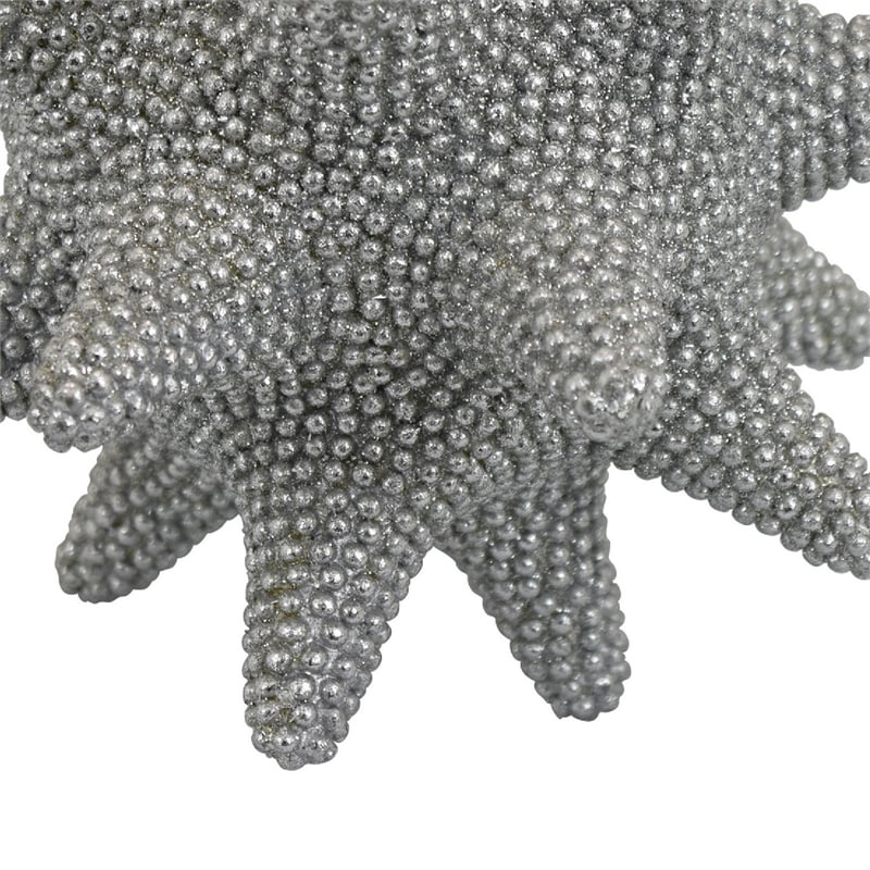 Noah Decorative Orb Sculpture with Spiked Details- Silver Resin 8 Inch