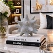 Noah Decorative Orb Sculpture with Spiked Details- Silver Resin 8 Inch