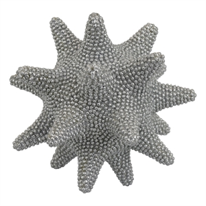 Noah Decorative Orb Sculpture with Spiked Details- Silver Resin 8 Inch