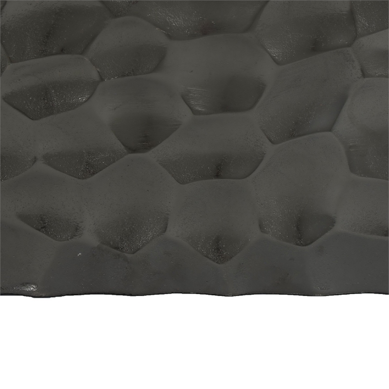 Posy Decorative Block Vase with Hammered Texture- Black Aluminum 12 Inch
