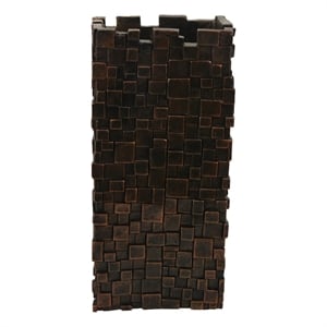 Dylan Tall Decorative Vase- Raise Square Pattern- Bronze Resin 14 Inch