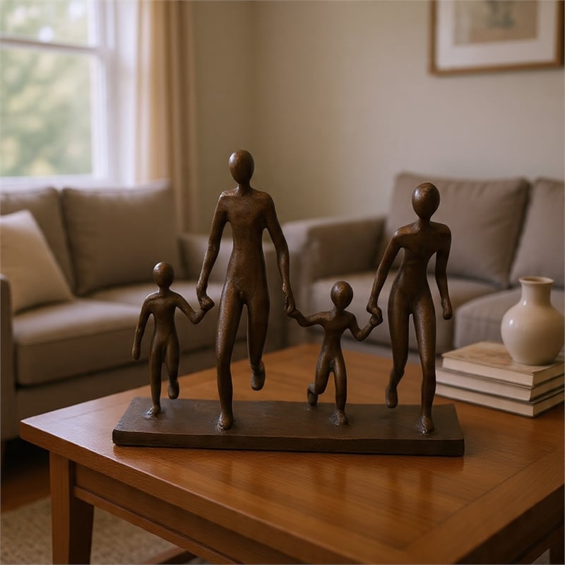 Draco Decorative Family Figurine Sculpture on Base- Bronze Metal