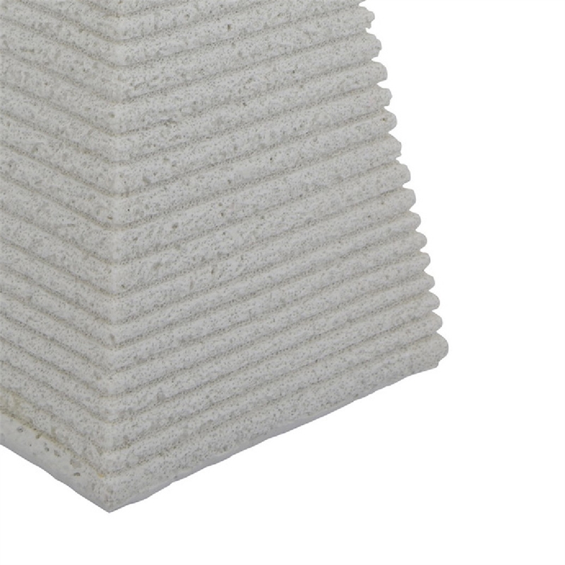 Fuji Decorative Pyramid Sculpture with Layered Ridges- White Resin