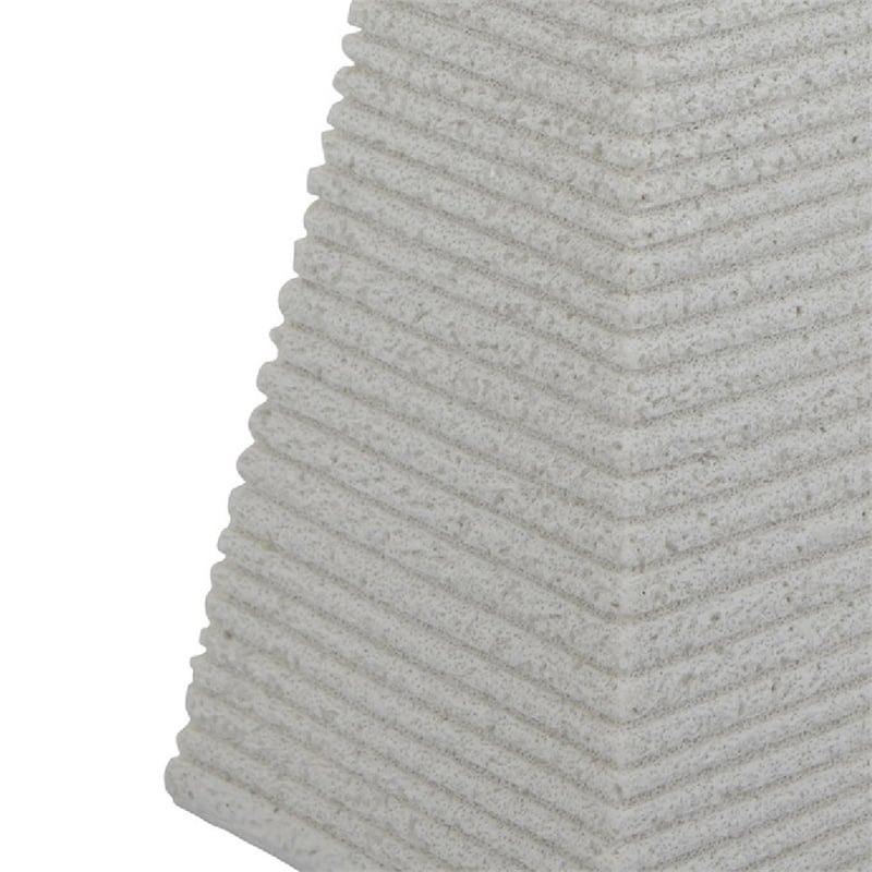 Fuji Decorative Pyramid Sculpture with Layered Ridges- White Resin