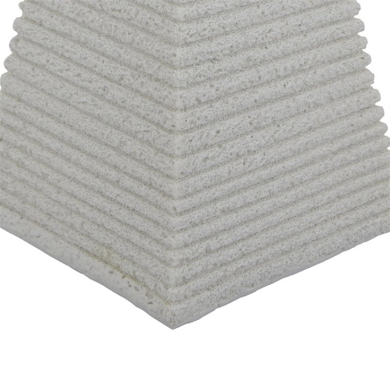 Fuji Decorative Pyramid Sculpture with Layered Ridges- White Resin