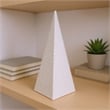Fuji Decorative Pyramid Sculpture with Layered Ridges- White Resin