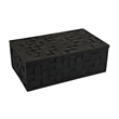 Suzie Decorative Box with Lid for Storage- Black Woven Texture Resin
