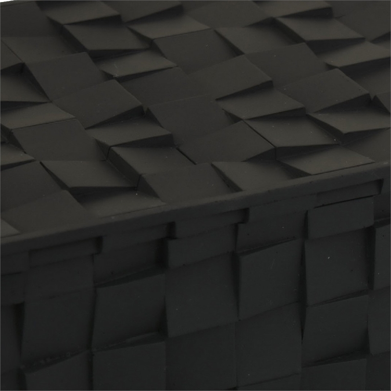 Suzie Decorative Box with Lid for Storage- Black Woven Texture Resin