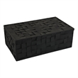 Suzie Decorative Box with Lid for Storage- Black Woven Texture Resin