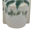 Zyma Modern Vase with Dual Handle- Green Drip Glaze- White Ceramic