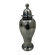 Anila Traditional Temple Jar with Dome Lid- Black Chrome Metal 21 Inch