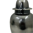 Anila Traditional Temple Jar with Dome Lid- Black Chrome Metal 21 Inch