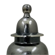 Anila Traditional Temple Jar with Dome Lid- Black Chrome Metal 21 Inch