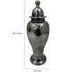 Anila Traditional Temple Jar with Dome Lid- Black Chrome Metal 21 Inch