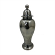 Anila Traditional Temple Jar with Dome Lid- Black Chrome Metal 17 Inch
