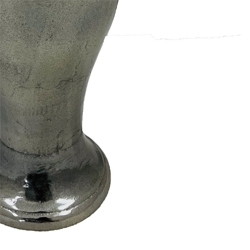 Anila Traditional Temple Jar with Dome Lid- Black Chrome Metal 17 Inch