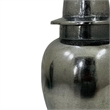 Anila Traditional Temple Jar with Dome Lid- Black Chrome Metal 17 Inch