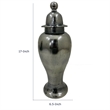 Anila Traditional Temple Jar with Dome Lid- Black Chrome Metal 17 Inch