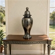 Anila Traditional Temple Jar with Dome Lid- Black Chrome Metal 17 Inch