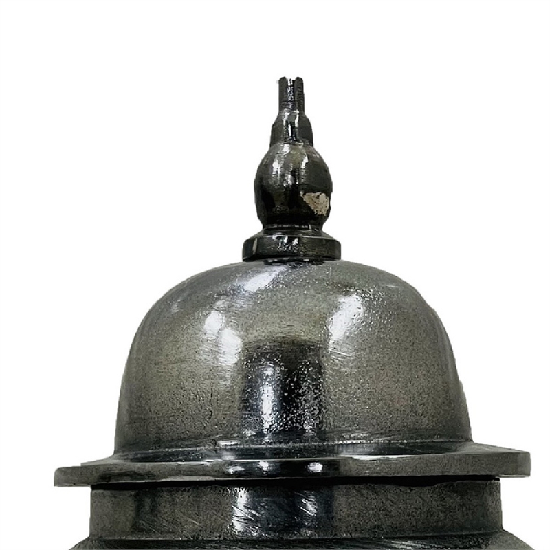 Anila Traditional Temple Jar with Dome Lid- Black Chrome Metal 21 Inch