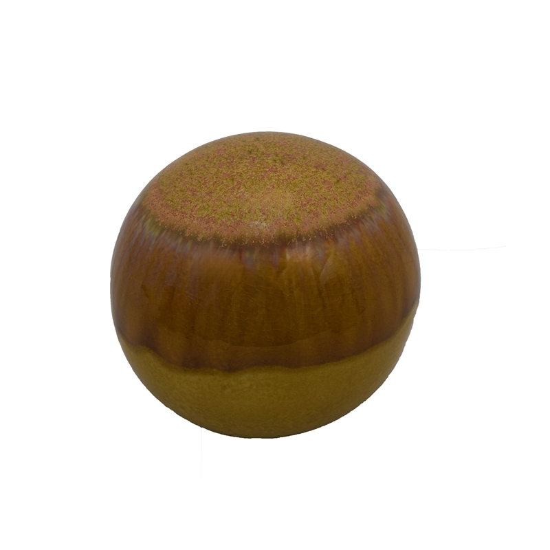 Nash Decorative Orb with Glossy Mustard Yellow Finish- Ceramic 8 Inch