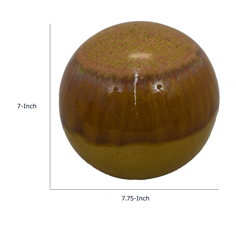 Nash Decorative Orb with Glossy Mustard Yellow Finish- Ceramic 8 Inch