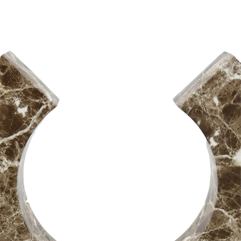 Tabletop Decor Accent- Open-Curved Frame- Brown Marble-Like Resin 14 Inch
