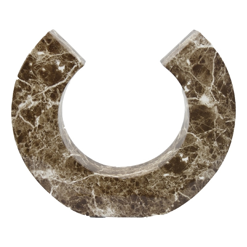 Tabletop Decor Accent- Open-Curved Frame- Brown Marble-Like Resin 14 Inch