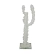 Erica Decorative Cactus Sculpture on Glass Base- White Resin 18 Inch