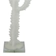 Erica Decorative Cactus Sculpture on Glass Base- White Resin 18 Inch