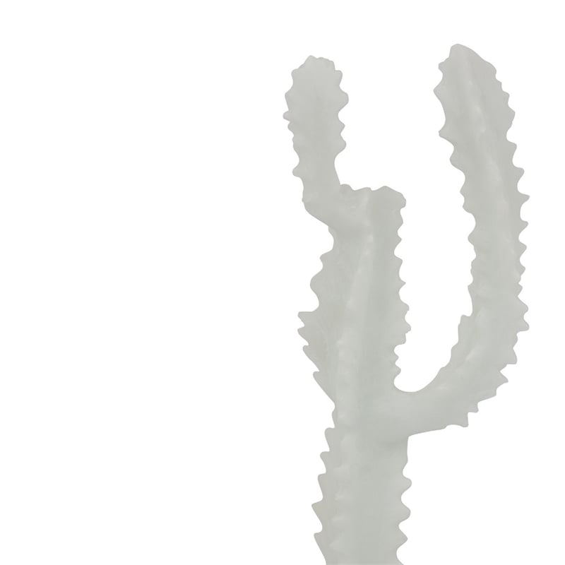 Erica Decorative Cactus Sculpture on Glass Base- White Resin 18 Inch