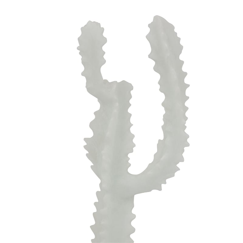 Erica Decorative Cactus Sculpture on Glass Base- White Resin 18 Inch