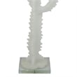 Erica Decorative Cactus Sculpture on Glass Base- White Resin 18 Inch