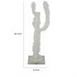 Erica Decorative Cactus Sculpture on Glass Base- White Resin 18 Inch
