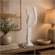 Erica Decorative Cactus Sculpture on Glass Base- White Resin 18 Inch