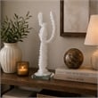 Erica Decorative Cactus Sculpture on Glass Base- White Resin 18 Inch