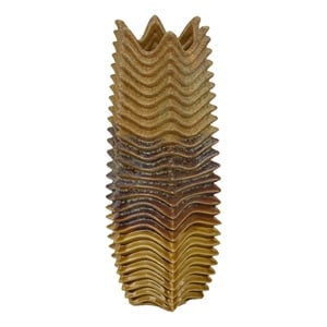 Barny Decorative Vase with Layered Waves- Textured Brown Ceramic 16 Inch
