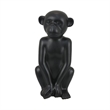Decorative Monkey Sculpture in Seated Pose- Matte Black Ceramic 12 Inch