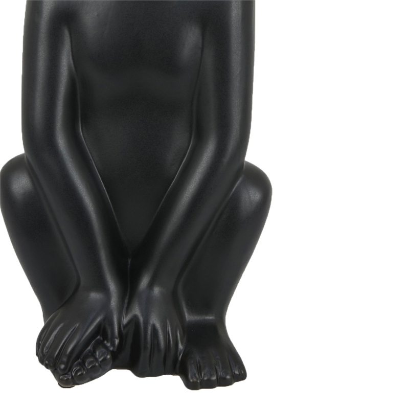 Decorative Monkey Sculpture in Seated Pose- Matte Black Ceramic 12 Inch