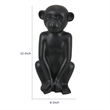 Decorative Monkey Sculpture in Seated Pose- Matte Black Ceramic 12 Inch