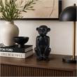 Decorative Monkey Sculpture in Seated Pose- Matte Black Ceramic 12 Inch