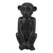 Decorative Monkey Sculpture in Seated Pose- Matte Black Ceramic 12 Inch