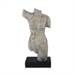 Ricky Female Torso Sculpture- Black Base- Distress Gray Resin 17 Inch