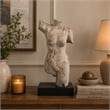 Ricky Female Torso Sculpture- Black Base- Distress Gray Resin 17 Inch