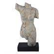 Ricky Female Torso Sculpture- Black Base- Distress Gray Resin 17 Inch